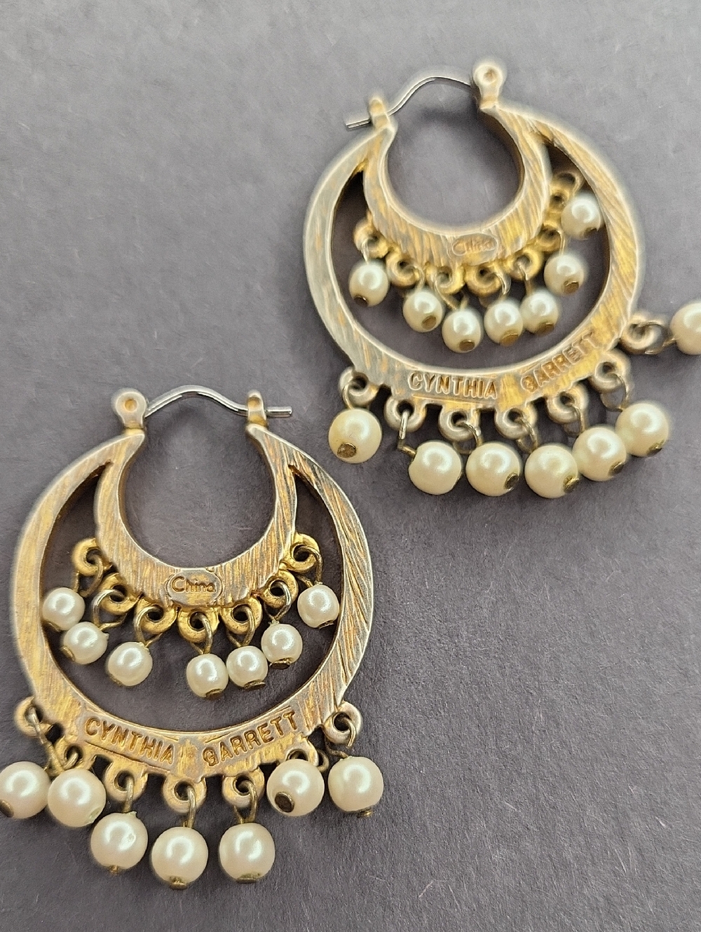 Vintage Cynthia Garrett Pearl Earrings